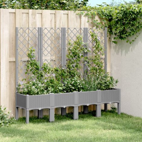 Garden Planter with Trellis Light Grey 160x40x142 cm PP vidaXL
