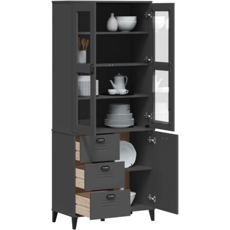Highboard VIKEN Anthracite Grey 80x40x190 cm Solid Wood Pine vidaXL (1/5)