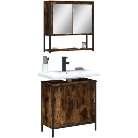 2 Piece Bathroom Furniture Set Smoked Oak Engineered Wood vidaXL (1/5)
