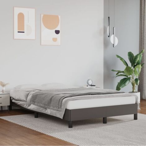 Bed Frame without Mattress Grey 120x190 cm Small Double Faux Leather vidaXL (1/5)