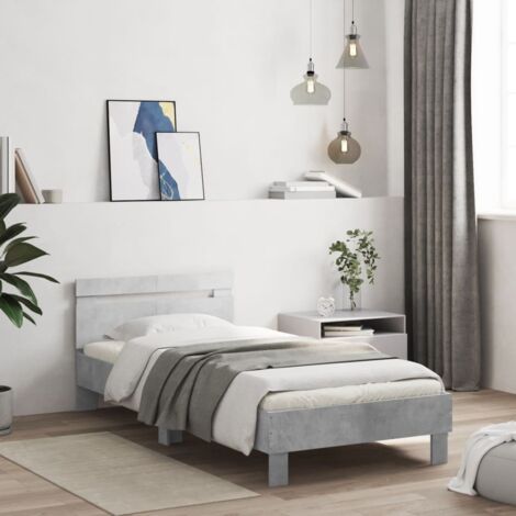 Bed Frame without Mattress with Headboard Concrete Grey 100x200 cm vidaXL