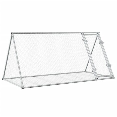 Rabbit Hutch Silver 200x105x91 cm Galvanised Steel vidaXL