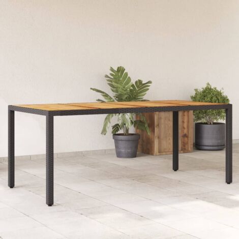 Garden Table with Acacia Wood Top Black 190x90x75 cm Poly Rattan vidaXL (1/5)