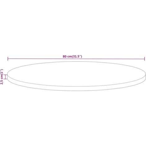 Table Top Ø 80x2.5 cm Round Solid Wood Rough Mango vidaXL