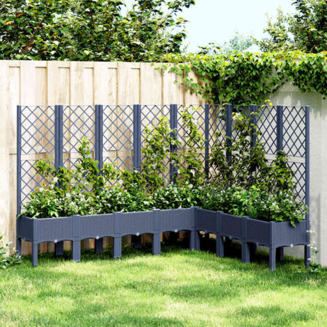 Garden Planter with Trellis Blue Grey 200x160x142 cm PP vidaXL