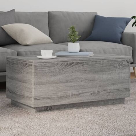 Coffee Table with LED Lights Grey Sonoma 90x50x40 cm vidaXL
