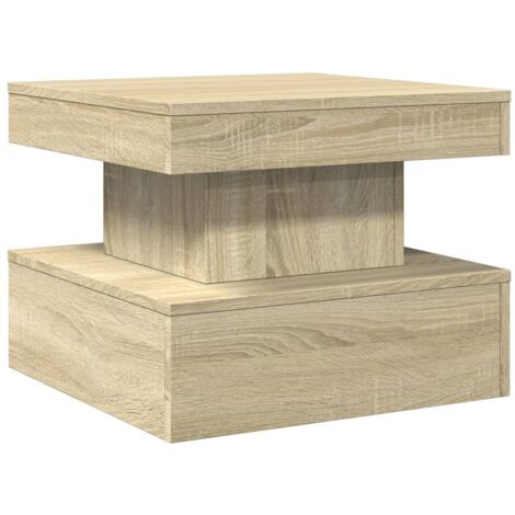 Coffee Table with LED Lights Sonoma Oak 50x50x40 cm vidaXL