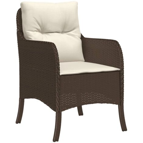 5 Piece Garden Dining Set with Cushions Brown Poly Rattan vidaXL