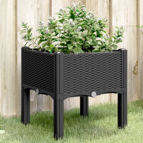 Garden Planter with Legs Black 40x40x42 cm PP vidaXL (1/5)