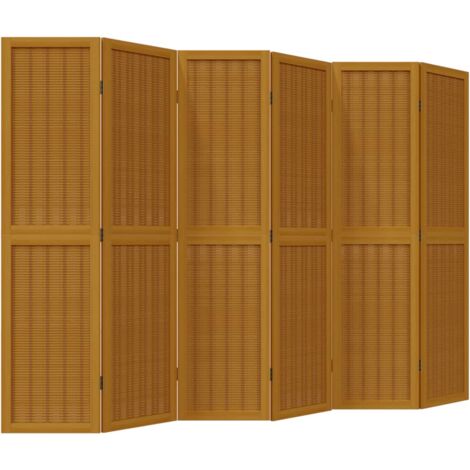 Room Divider 6 Panels Brown Solid Wood Paulownia vidaXL