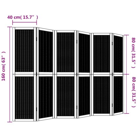 Room Divider 6 Panels Brown Solid Wood Paulownia vidaXL