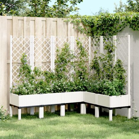 Garden Planter with Trellis White 160x120x142 cm PP vidaXL