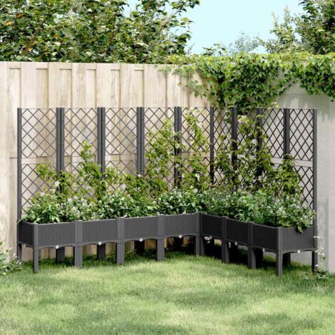 Garden Planter with Trellis Black 200x160x142 cm PP vidaXL