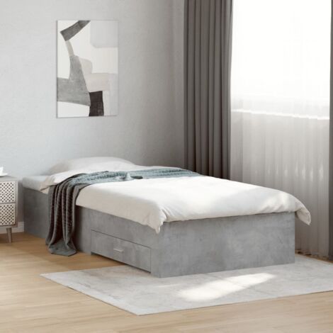 Bed Frame with Drawers without Mattress Concrete Grey 100x200 cm vidaXL