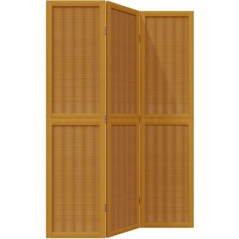 Room Divider 3 Panels Brown Solid Wood Paulownia vidaXL