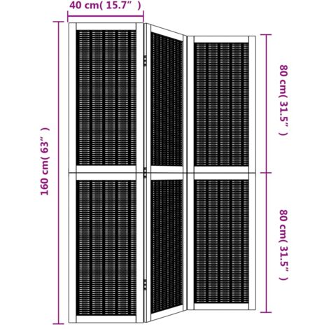 Room Divider 3 Panels Brown Solid Wood Paulownia vidaXL