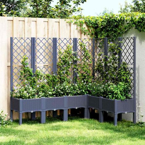 Garden Planter with Trellis Blue Grey 160x120x142 cm PP vidaXL