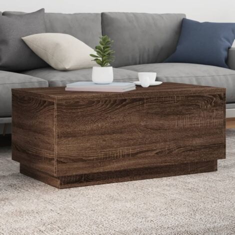 Coffee Table with LED Lights Brown Oak 90x50x40 cm vidaXL