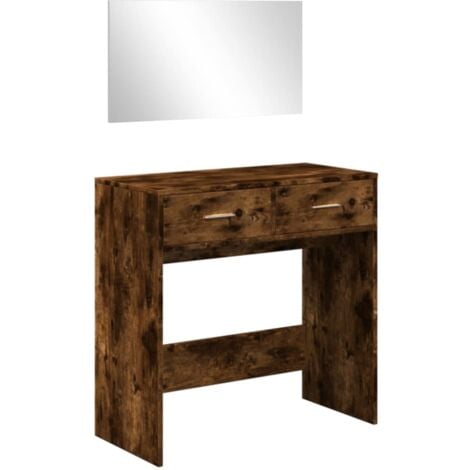 Dressing Table with Mirror Smoked Oak 80x39x80 cm vidaXL