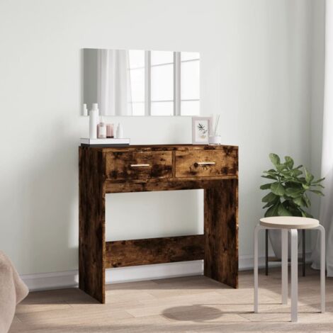 Dressing Table with Mirror Smoked Oak 80x39x80 cm vidaXL