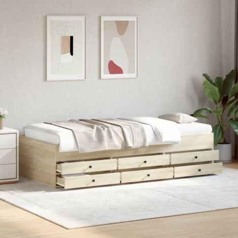 Daybed with Drawers without Mattress Sonoma Oak 75x190 cm Small Single vidaXL