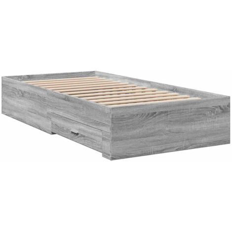 Bed Frame with Drawers without Mattress Grey Sonoma 90x190 cm Single vidaXL