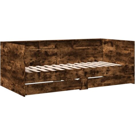 Daybed with Drawers without Mattress Smoked Oak 100x200 cm vidaXL