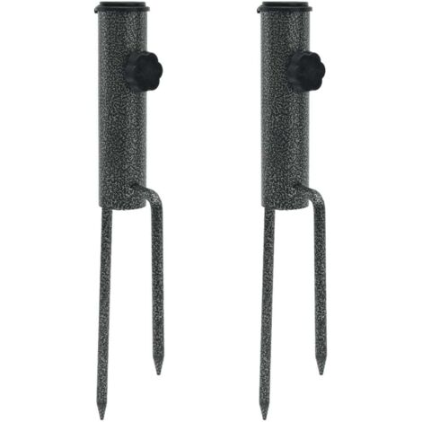Parasol Stands with Spikes 2 pcs 9x35 cm Galvanised Steel vidaXL