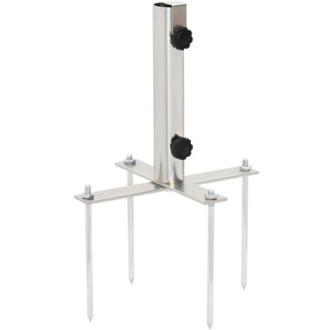 Parasol Base with Ground Spikes for Ø32-38 mm Silver Steel vidaXL (1/5)