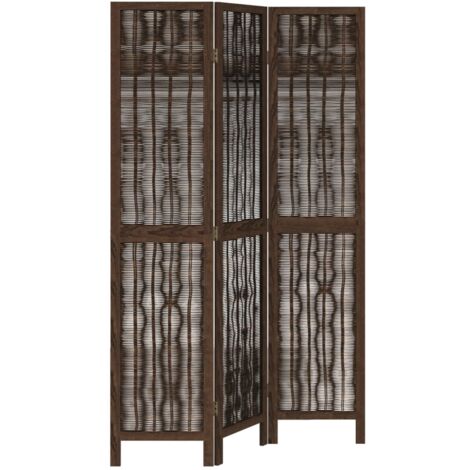 Room Divider 3 Panels Dark Brown Solid Wood Paulownia vidaXL