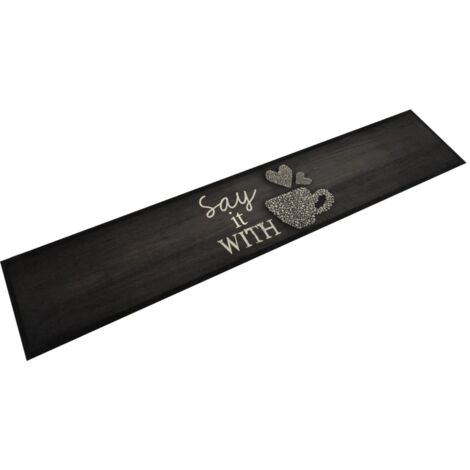 Kitchen Rug Washable Cup Black 60x300 cm Velvet vidaXL