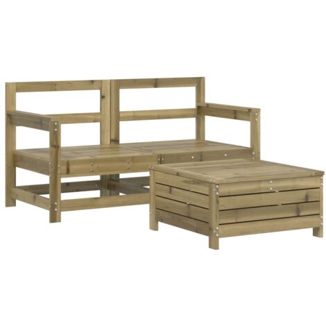 3 Piece Garden Sofa Set Impregnated Wood Pine vidaXL (1/5)