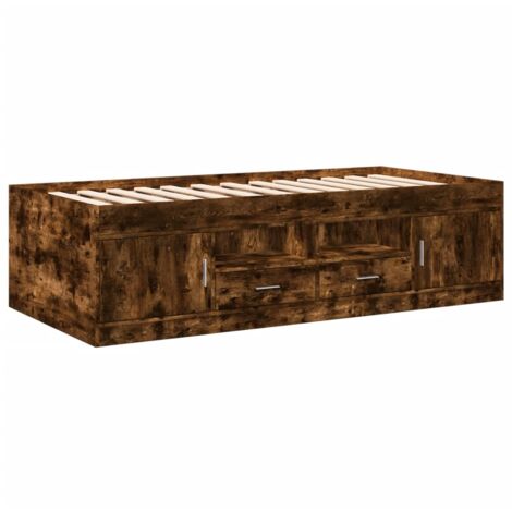 Daybed with Drawers without Mattress Smoked Oak 75x190 cm Small Single vidaXL