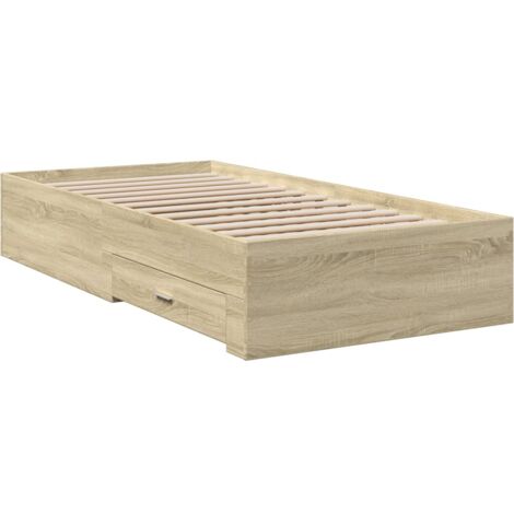 Bed Frame with Drawers without Mattress Sonoma Oak 75x190 cm Small Single vidaXL (1/5)