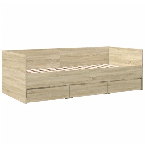 Daybed with Drawers without Mattress Sonoma Oak 75x190 cm Small Single vidaXL