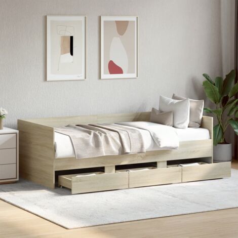Daybed with Drawers without Mattress Sonoma Oak 75x190 cm Small Single vidaXL