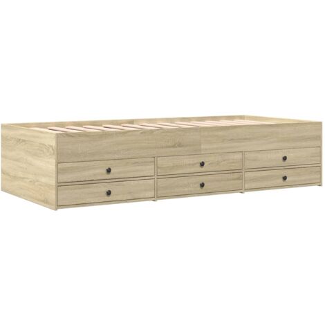 Daybed with Drawers without Mattress Sonoma Oak 100x200 cm vidaXL