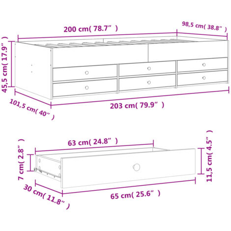 Daybed with Drawers without Mattress Sonoma Oak 100x200 cm vidaXL