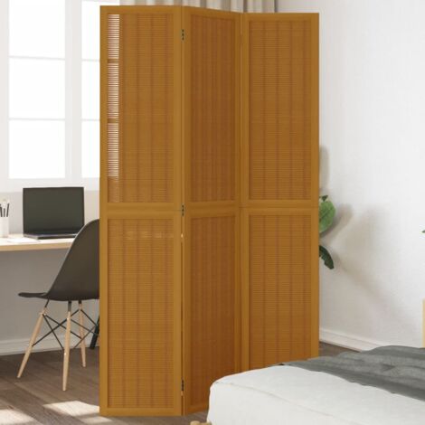 Room Divider 3 Panels Brown Solid Wood Paulownia vidaXL