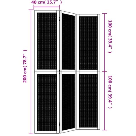 Room Divider 3 Panels Brown Solid Wood Paulownia vidaXL
