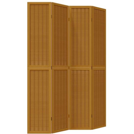 Room Divider 4 Panels Brown Solid Wood Paulownia vidaXL