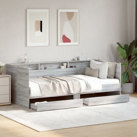 Daybed with Drawers without Mattress Grey Sonoma 90x190 cm Single vidaXL