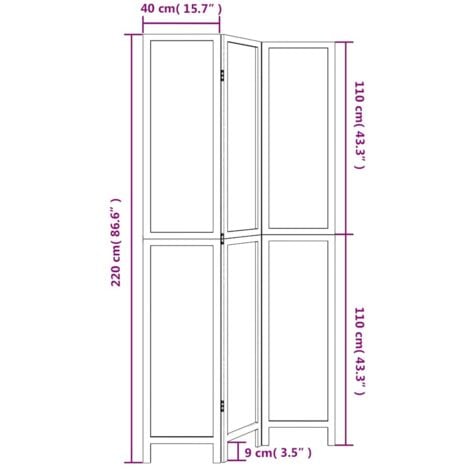 Room Divider 3 Panels White Solid Wood Paulownia vidaXL