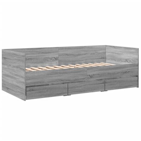 Daybed with Drawers without Mattress Grey Sonoma 75x190 cm Small Single vidaXL