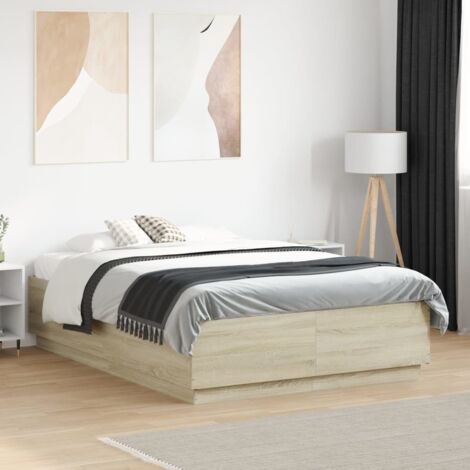 Bed Frame without Mattress Sonoma Oak 120x190 cm Small Double vidaXL (1/5)