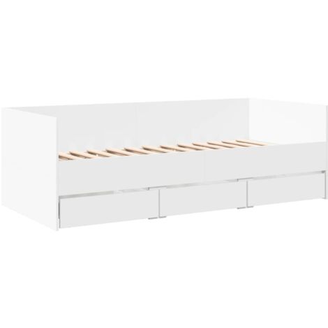 Daybed with Drawers without Mattress White 100x200 cm vidaXL
