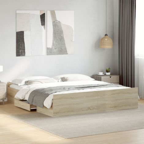 Bed Frame with Drawers without Mattress Sonoma Oak 200x200 cm vidaXL
