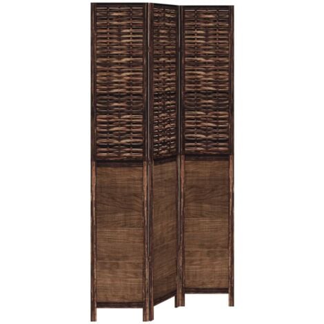 Room Divider 3 Panels Dark Brown Solid Wood Paulownia vidaXL