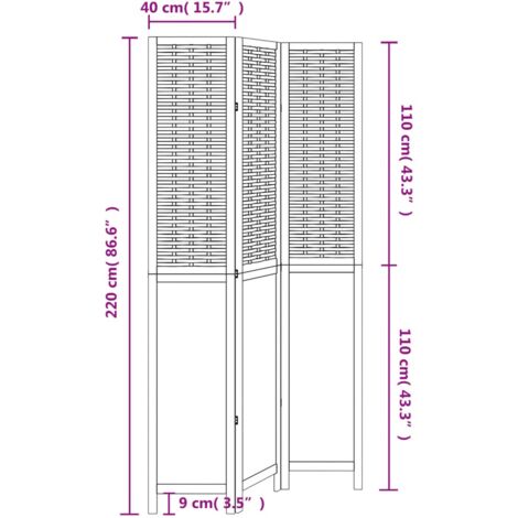 Room Divider 3 Panels Dark Brown Solid Wood Paulownia vidaXL