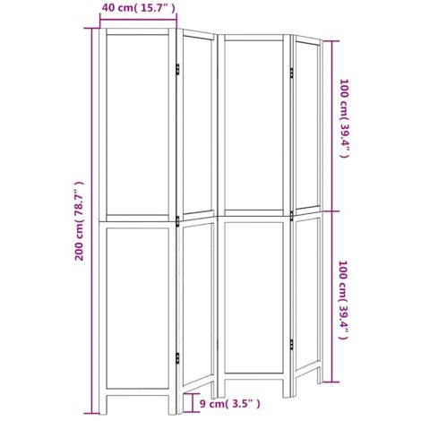 Room Divider 4 Panels White Solid Wood Paulownia vidaXL